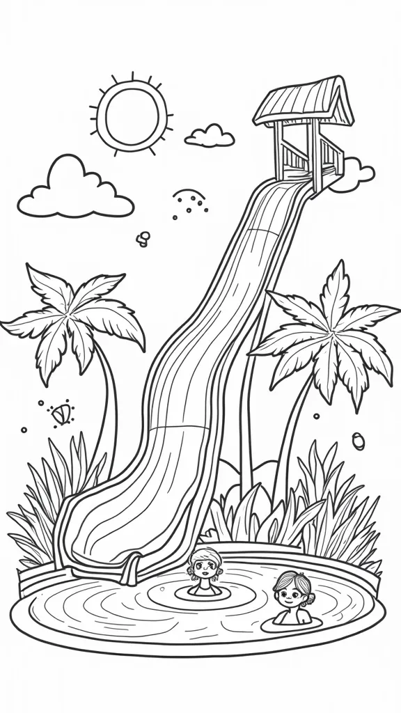 water slide coloring page